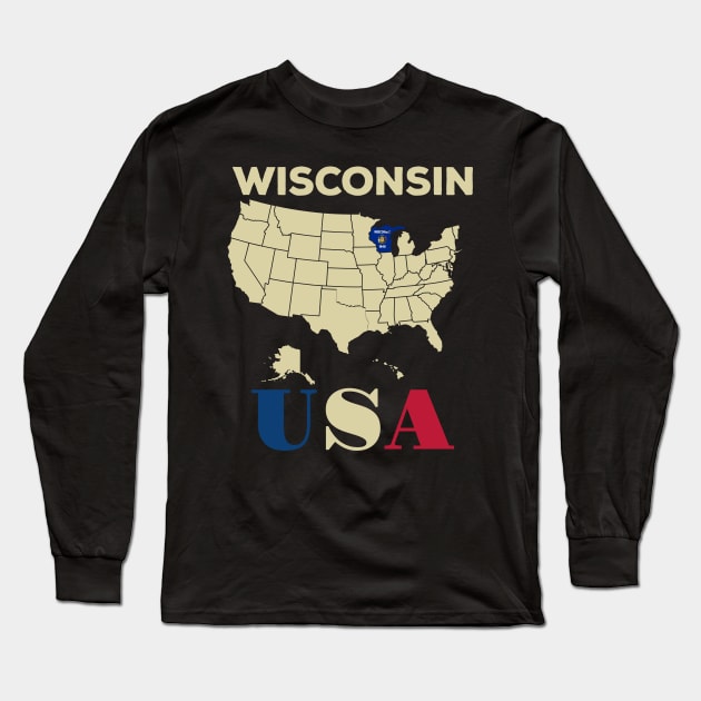 Wisconsin Long Sleeve T-Shirt by Cuteepi